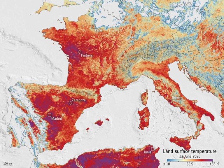 Sentinel 3 révèle une surchauffe du sol en Europe, affectant l’agriculture locale.