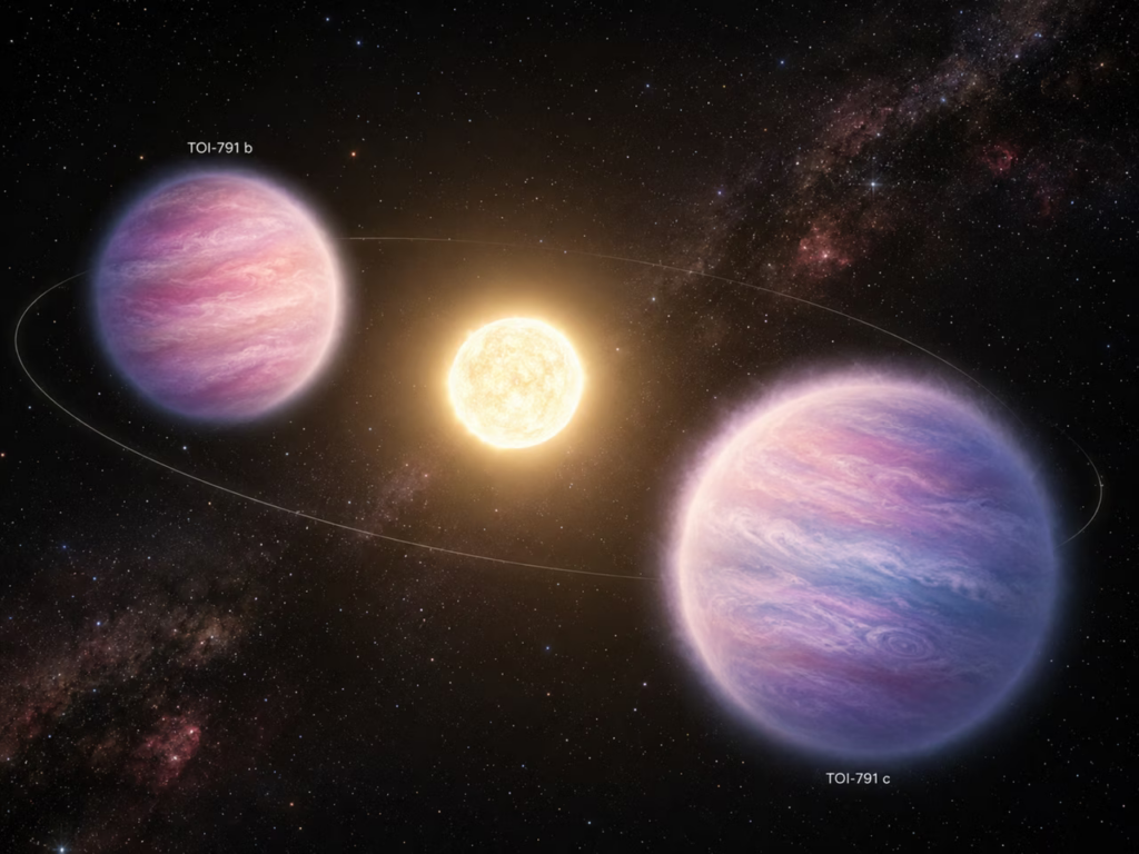 Des astronomes étudient deux planètes géantes moins denses que la barbe à papa.