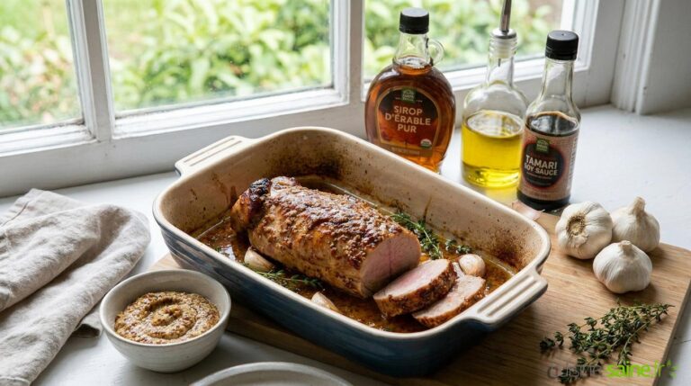 Filet mignon de porc mariné à la moutarde et à l’érable : une recette traditionnelle revisitée.