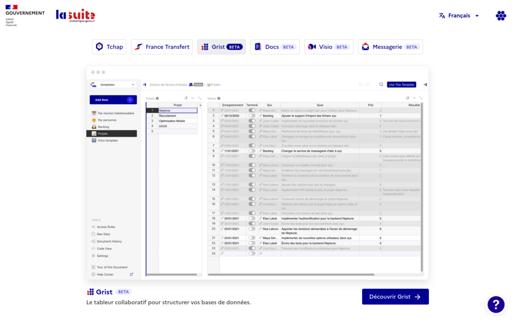 Le tableur collaboratif facilite la structuration des bases de données dans les entreprises.