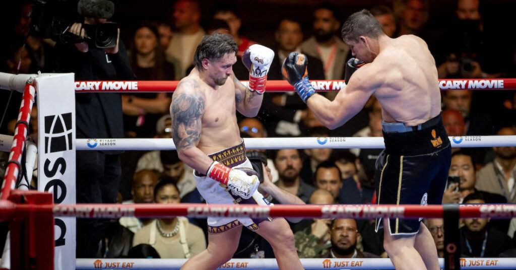 Usyk remporte un combat difficile face à son adversaire dans un match disputé.