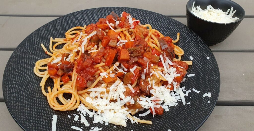 Recette de Bolognaise de légumes proposée par Virginie pour une cuisine végétale saine