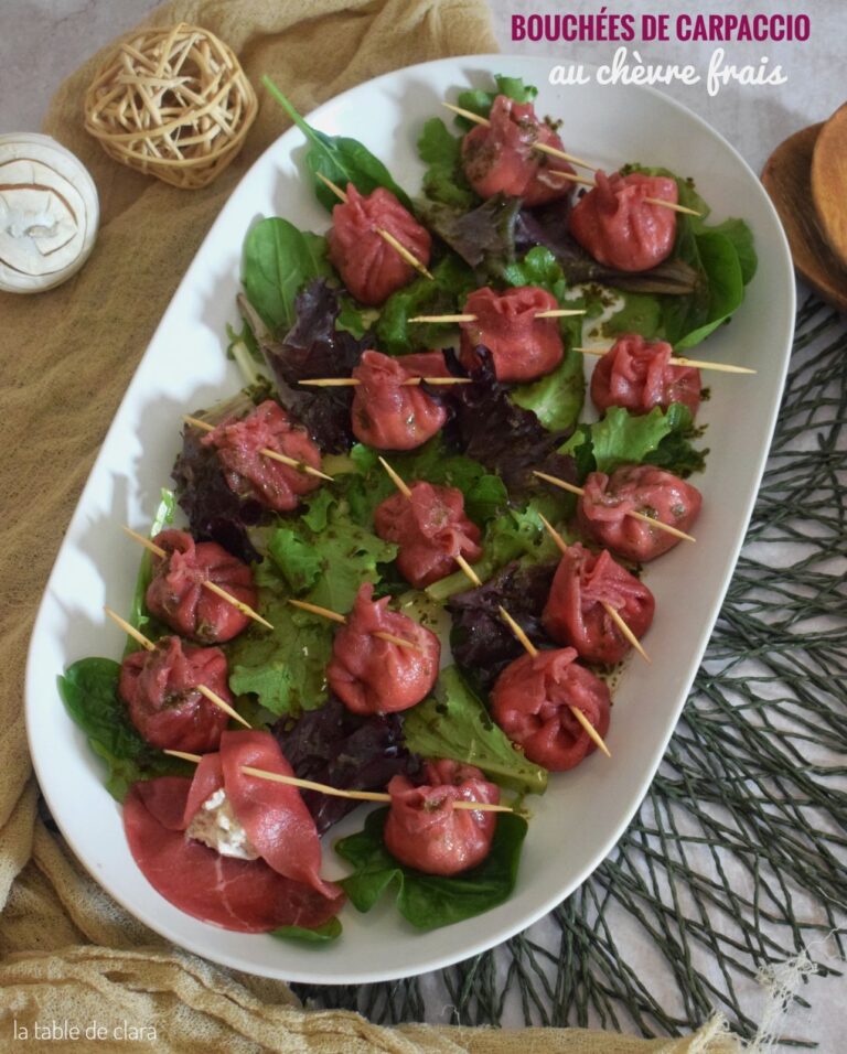 Bouchées de carpaccio de bœuf au chèvre frais : une recette prisée dans la gastronomie française