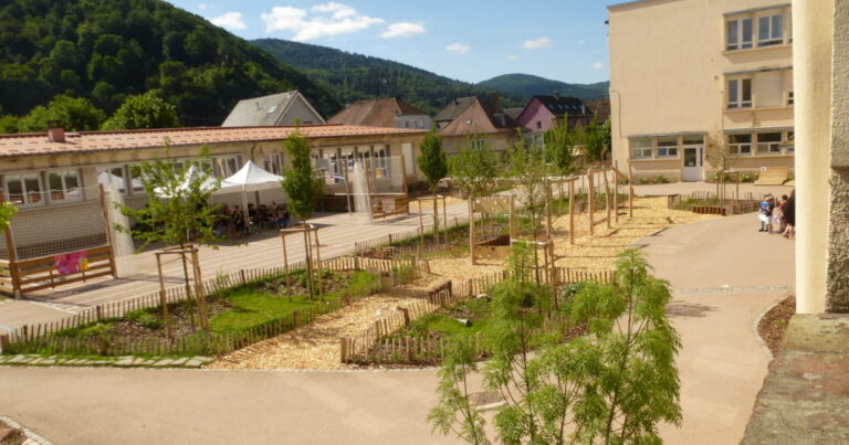 Achèvement de la végétalisation de la cour de l’école de Schirmeck par la municipalité.