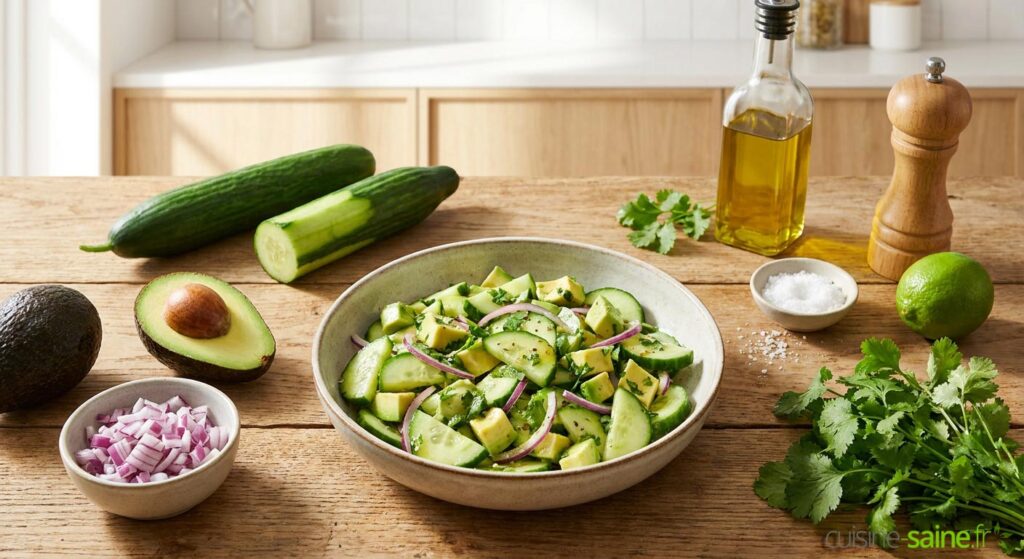 Salade d’avocat et concombre : une recette saine adoptée par les nutritionnistes européens.