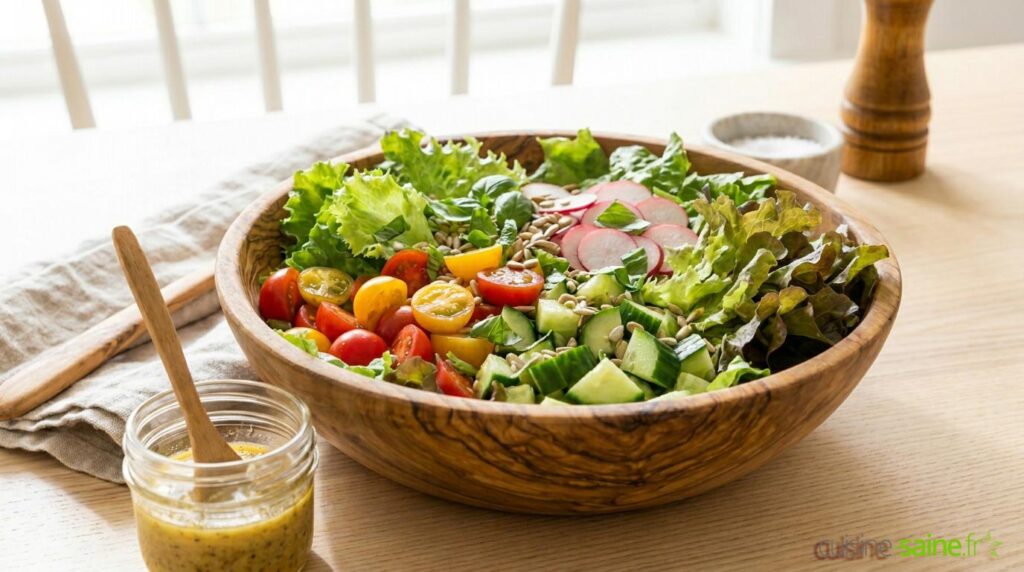Salade verte composée d’été : une option nutritionnelle prisée par les restaurateurs français.