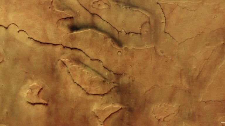 Mars Express observe plus de 30 tourbillons géants actifs simultanément sur Mars.