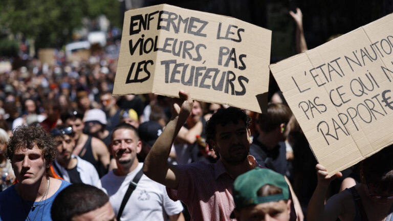 Débat à l’Assemblée nationale sur les free parties, soutien des partisans en manifestation.