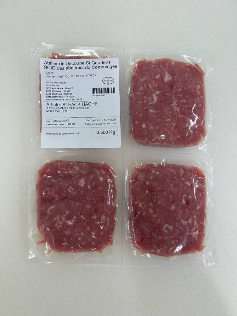 Rappel Consommateur – Détail steak haché SCIC des abattoirs du Comminges