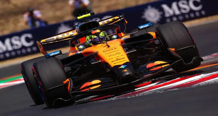 Lando Norris réalise un temps rapide lors des essais du GP de Hongrie avant les qualifications.
