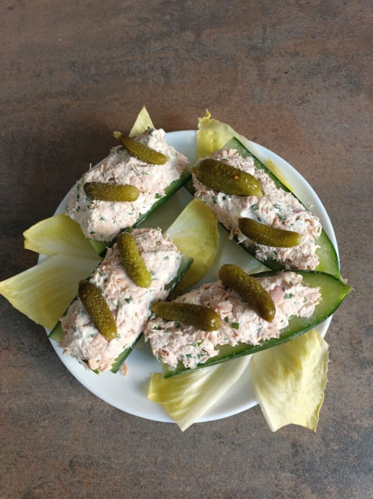 Recette de concombre farci au thon et Kiri présentée par Gigi en cuisine
