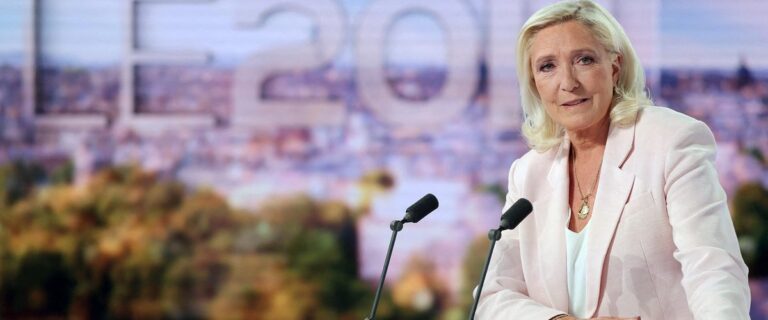 Marine Le Pen évoque sa candidature et le rôle potentiel de Jordan Bardella sur TF1.