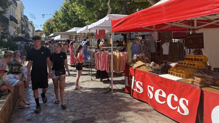 Marchés d’été à Mèze : vacanciers et habitants découvrent les allées colorées du bassin de Thau.