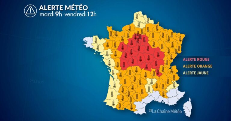 Alerte rouge canicule : températures extrêmes prévues dans plusieurs régions.