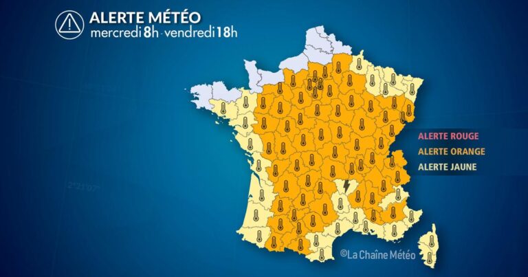 Alerte Météo : Canicule et orages violents prévus à l’est mercredi selon Météo France.