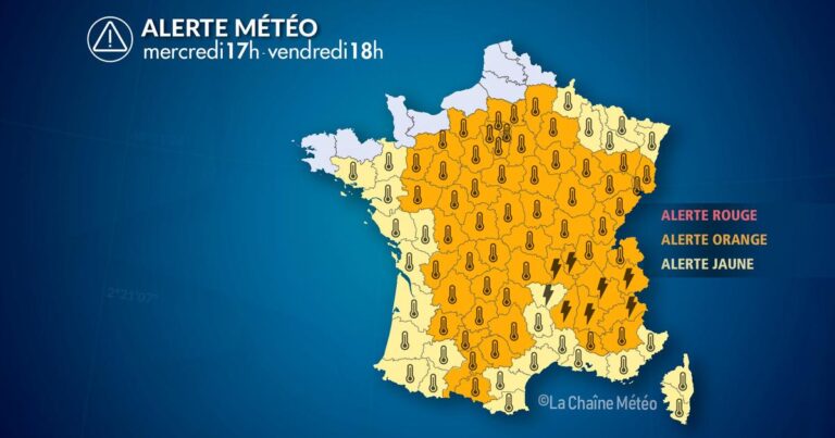 Canicule en recul et orages attendus au centre-est, alerte météo en cours.