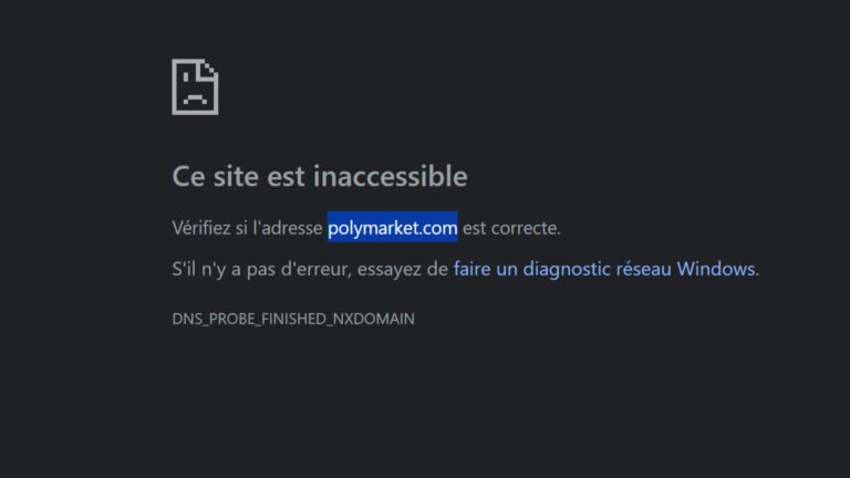 Polymarket inaccessible en France : le site de paris sur l’actualité bloqué.