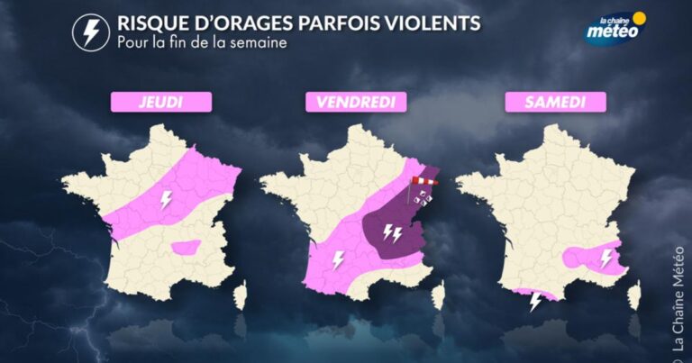 Orages violents : fortes pluies et rafales jusqu’à 100 km/h attendues en France.
