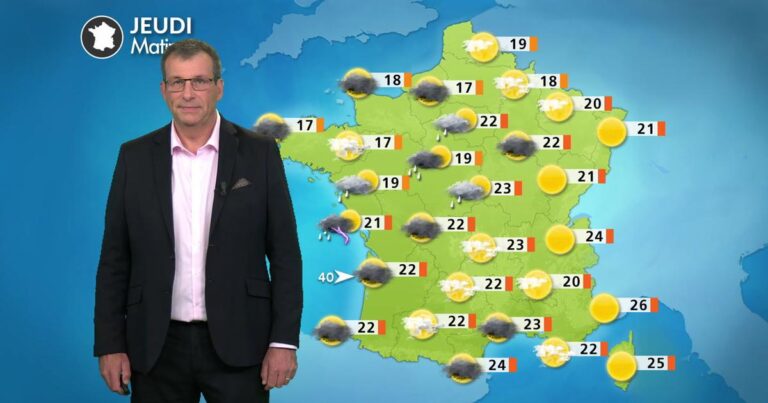 Fortes chaleurs en recul en France, orages attendus dans plusieurs régions.