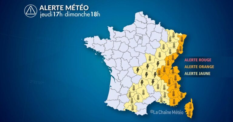Alerte Météo : Canicule sur la façade est et orages violents dans le centre-est