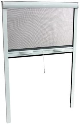 Roll-Up Mosquito Net pour fenêtres en aluminium : dimensions 170 x 160 cm, couleur blanche.