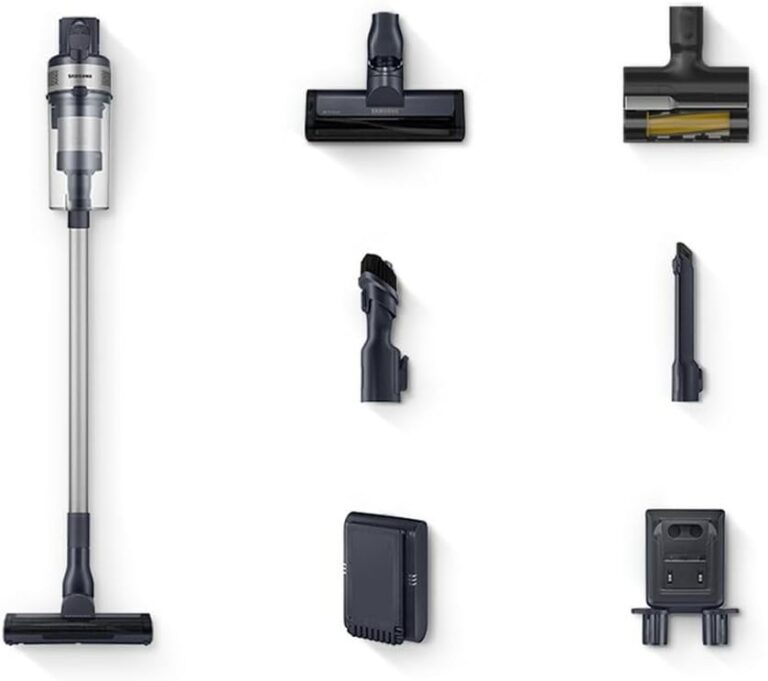 Samsung présente l’aspirateur sans fil VS15A60AGR5 de 150W pour un nettoyage efficace.