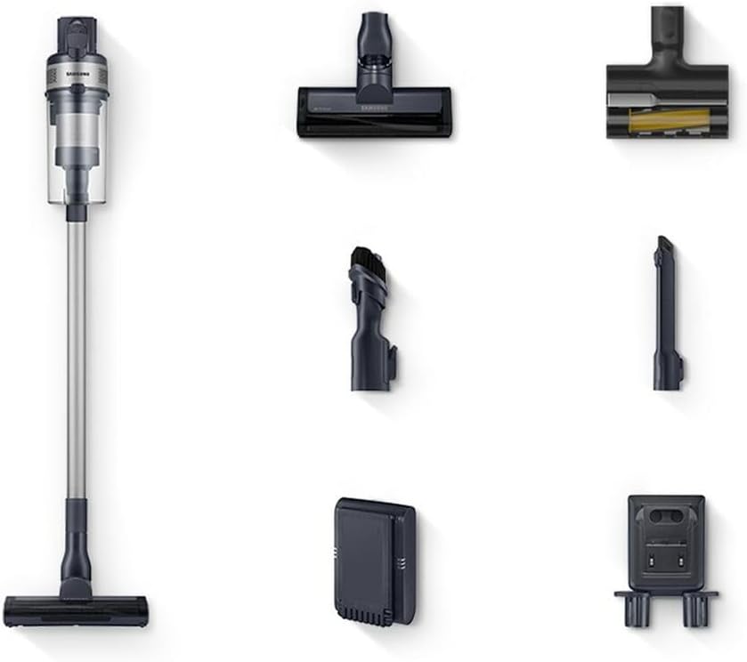 Samsung présente l’aspirateur sans fil VS15A60AGR5 de 150W pour un nettoyage efficace.