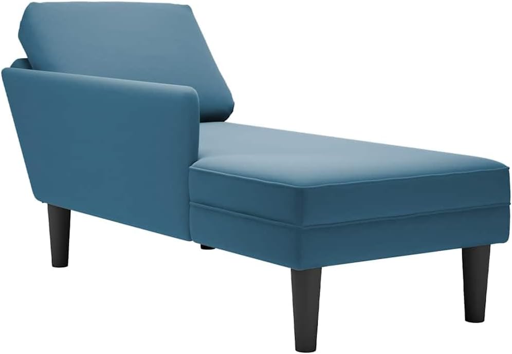 Chaise longue Right Side en velours : canapé compact avec coussin lombaire pour appartement.