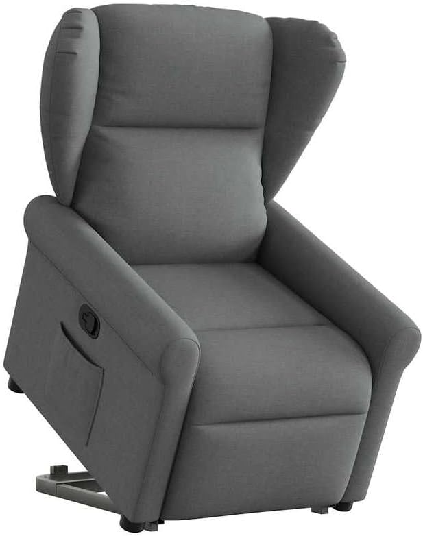Le fauteuil inclinable Bladez avec assistance de levage en tissu gris foncé pour le salon et le bureau.
