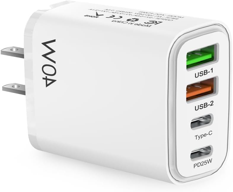 Chargeur de voyage US avec 2 ports USB-A et 2 ports USB-C, adapté pour US, Canada, Chine, Japon