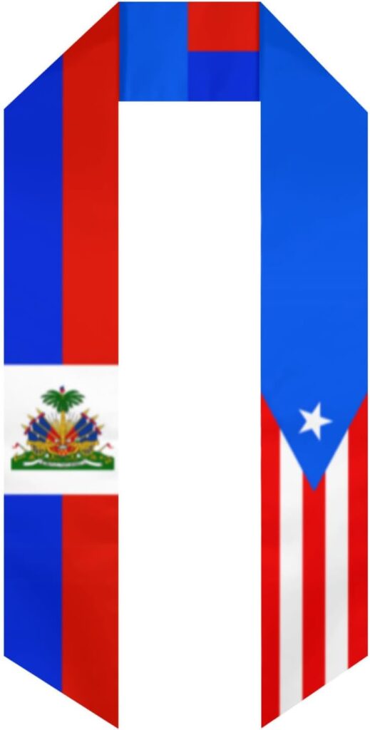 Scarf de 183 cm présentant le drapeau d’Haïti et de Porto Rico pour le programme d’études à l’étranger 2026