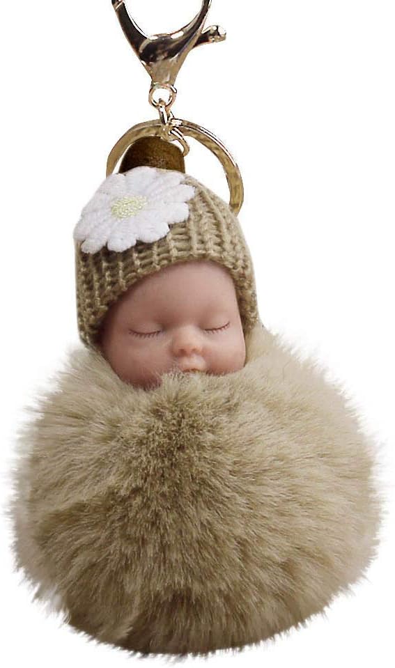 porte-clés en peluche avec charme de sommeil et pompon pour sacs et sacs à dos.