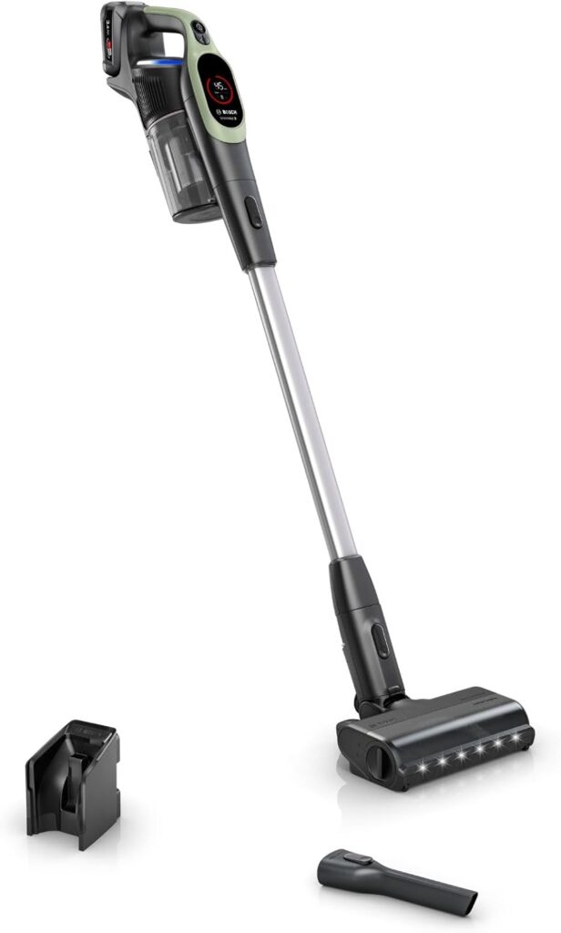 Bosch présente son aspirateur sans fil Unlimited 9 avec technologie MicroClean et éclairage LED.