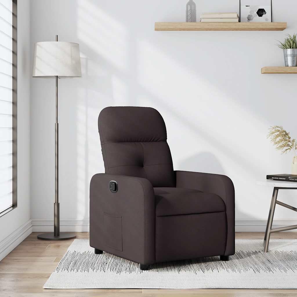 Fauteuil de relaxation en tissu marron foncé réglable avec fonction de couchage pour bureau et salon