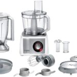 Bosch présente le robot de cuisine MultiTalent 8 MC812S820 de 1250 W pour les préparations alimentaires.