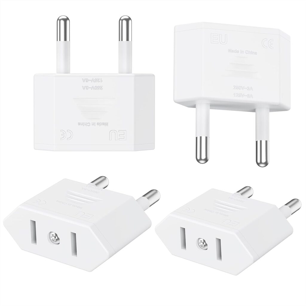 Adaptateur de prise US vers France : 4 pièces Type A à Type E/F pour voyageurs.