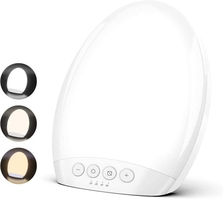 Lanterne de photothérapie LED 10000 Lux sans UV avec fonctions de minuterie et réglage de la luminosité.