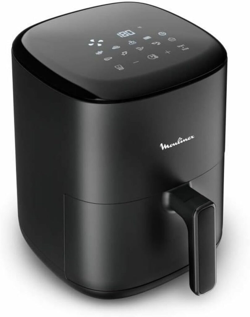 Moulinex EZ145820 : Friteuse à air noire propose une cuisson saine sans huile excessive.