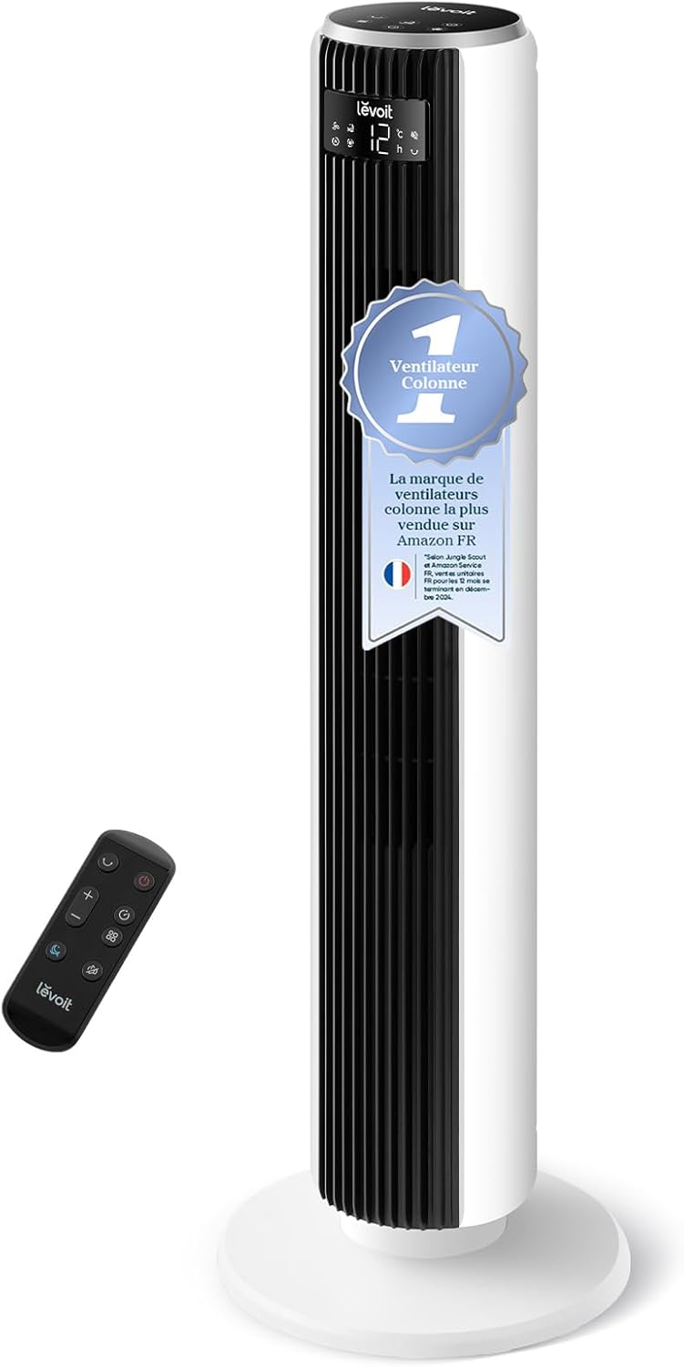 Levoit Column Fan LTF-F362-WEU : Ventilateur silencieux avec 12 vitesses et oscillation à 90°