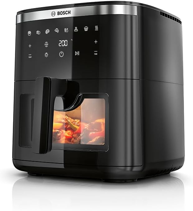 Bosch présente la friteuse à air sans huile MAF671B0 de 7,2 L avec 7 programmes préréglés.