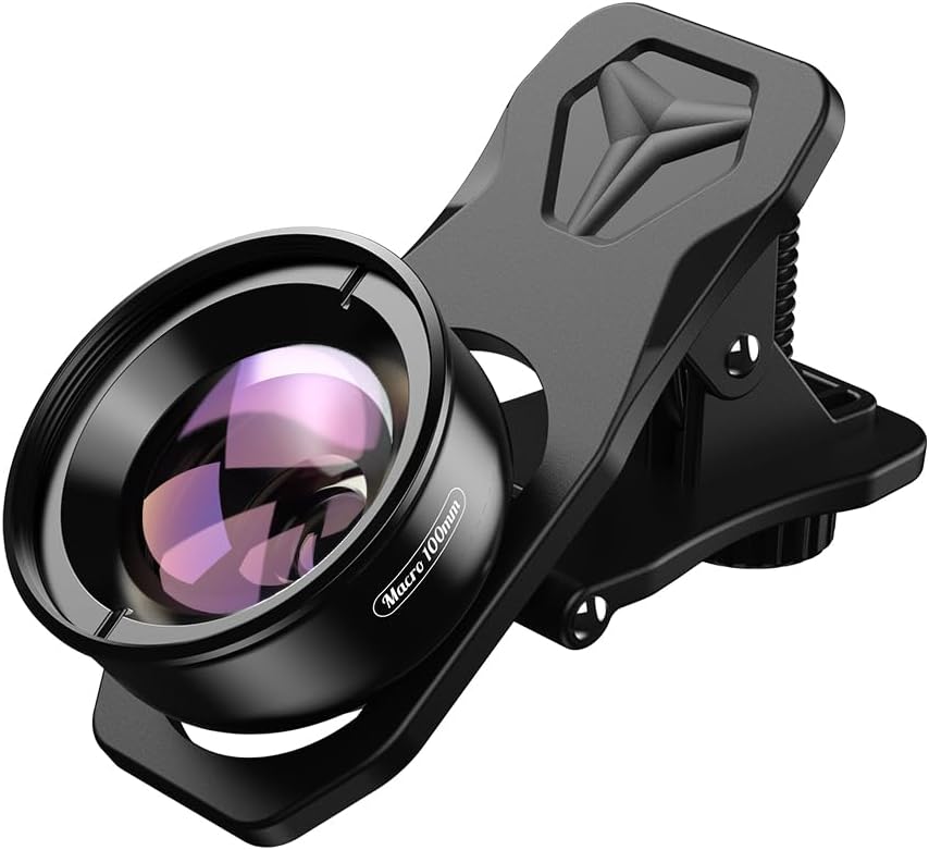Lentille macro Apexel 100 mm compatible avec iPhone, Samsung et Huawei pour photographie rapprochée