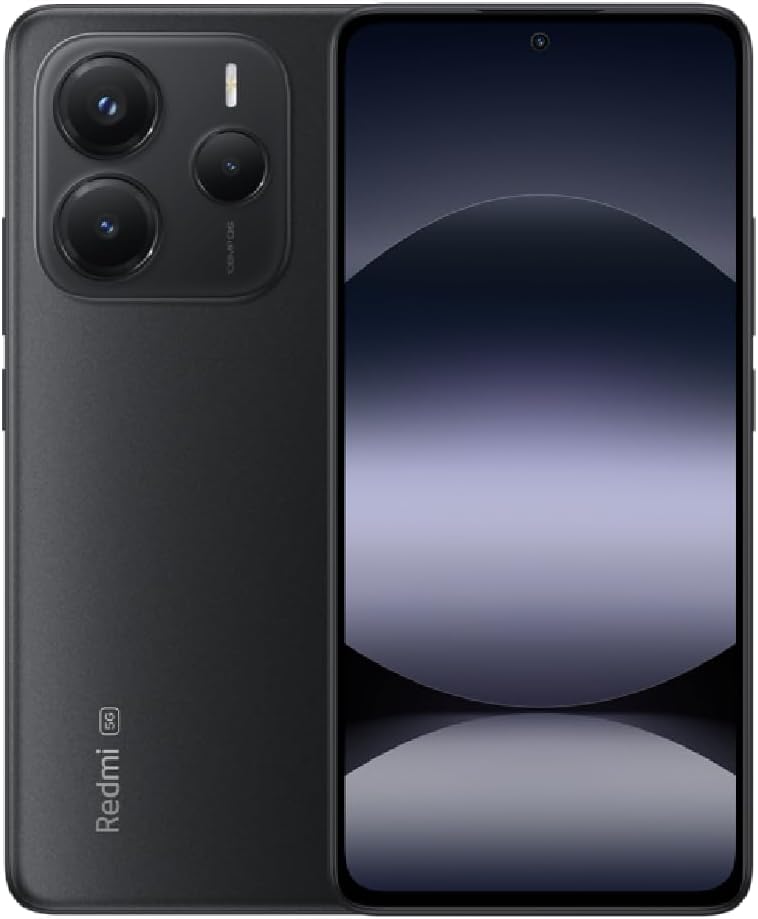 Xiaomi présente le Redmi Note 14 5G : 6,67 pouces, 8 Go RAM, 256 Go stockage en noir.