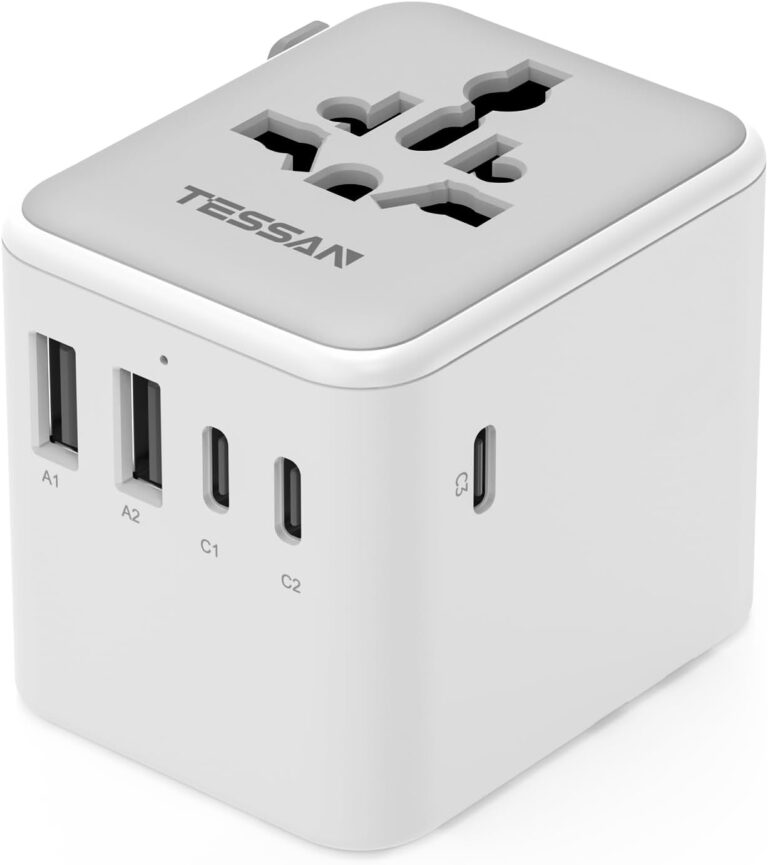 Adaptateur universel TESSAN avec 3 USB-C et 5 ports USB pour voyages internationaux