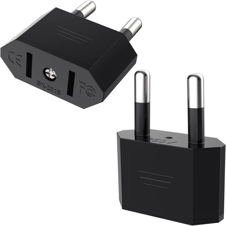 VIEVRE présente un adaptateur de voyage universel EU vers États-Unis et Canada pour appareils électroniques.