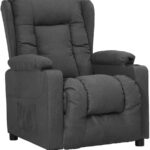 Fauteuil de relaxation en tissu gris foncé : confort ergonomique pour salon et bureau.