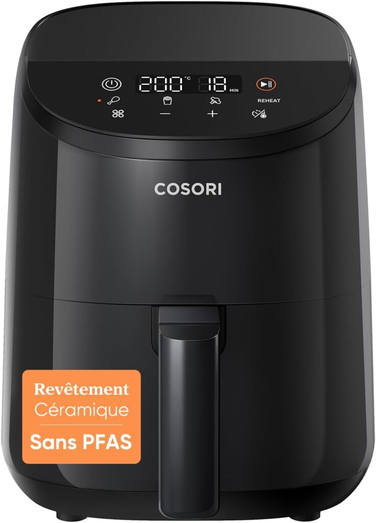 COSORI Air Fryer 2L Compact : Friture sans huile pour 1-2 personnes, 30 recettes disponibles