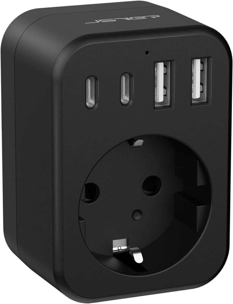 Adaptateur de voyage JSVER pour le Japon avec 2 USB C et 2 USB A pour les connecteurs EU vers Type A