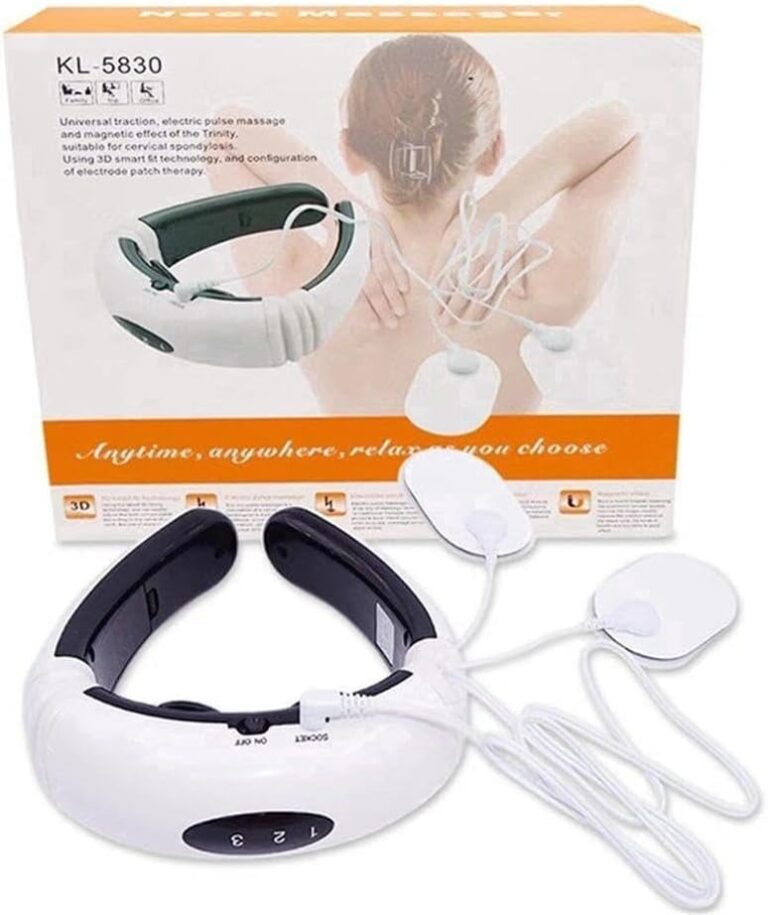 Dispositif de massage cervical électrique rechargeable avec 6 modes de pulsations électromagnétiques.