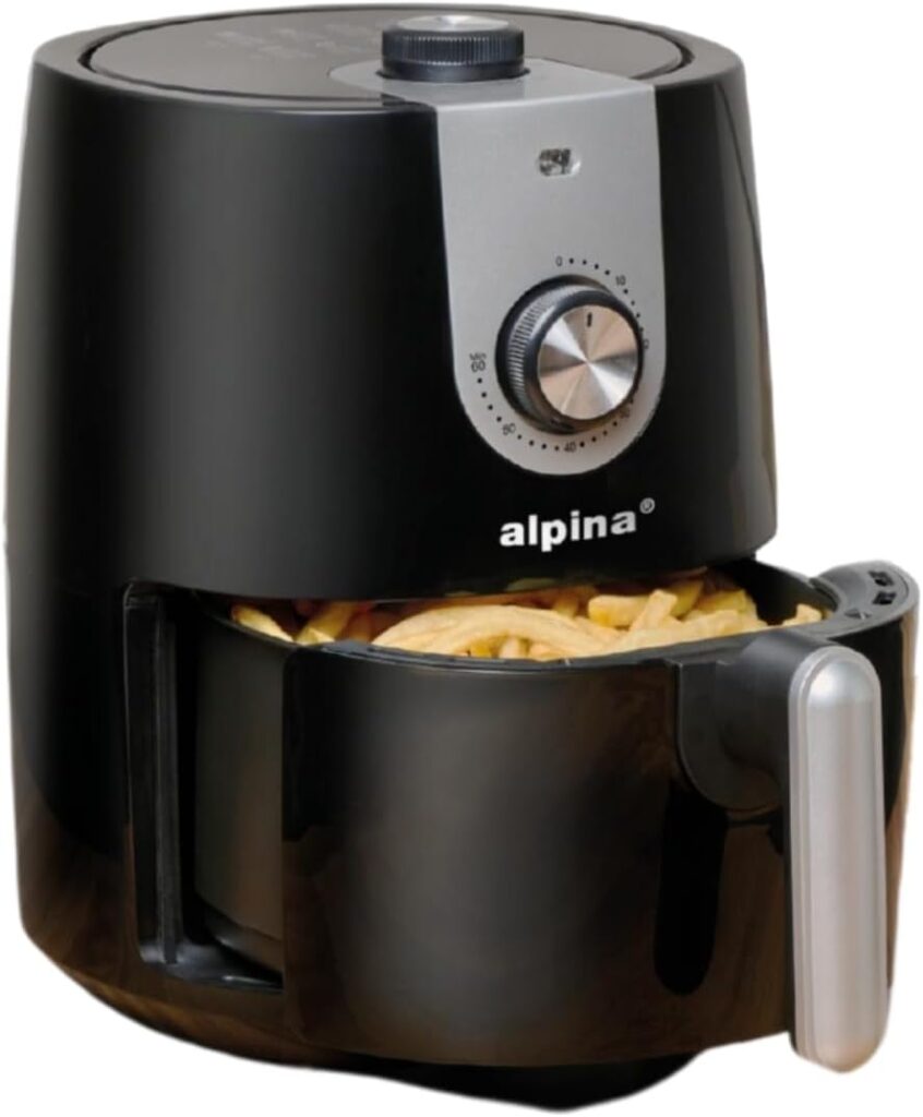 Alpina lance une friteuse électrique sans huile de 2L pour 2 à 3 personnes en noir.