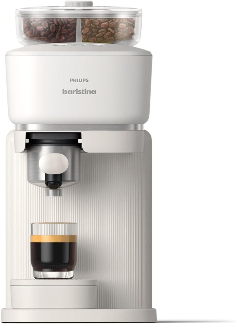 Philips présente sa machine à expresso Baristina avec broyeur intégré et réservoir double.